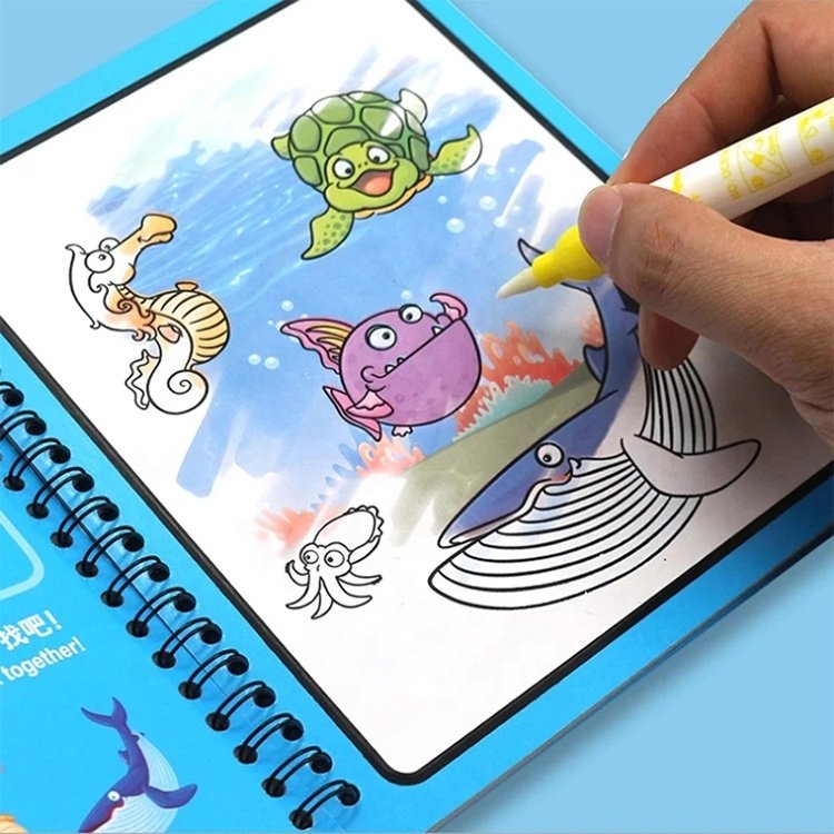 Custom Printed Paint Kids Book toys with Magical Floating Water Pens for Fun