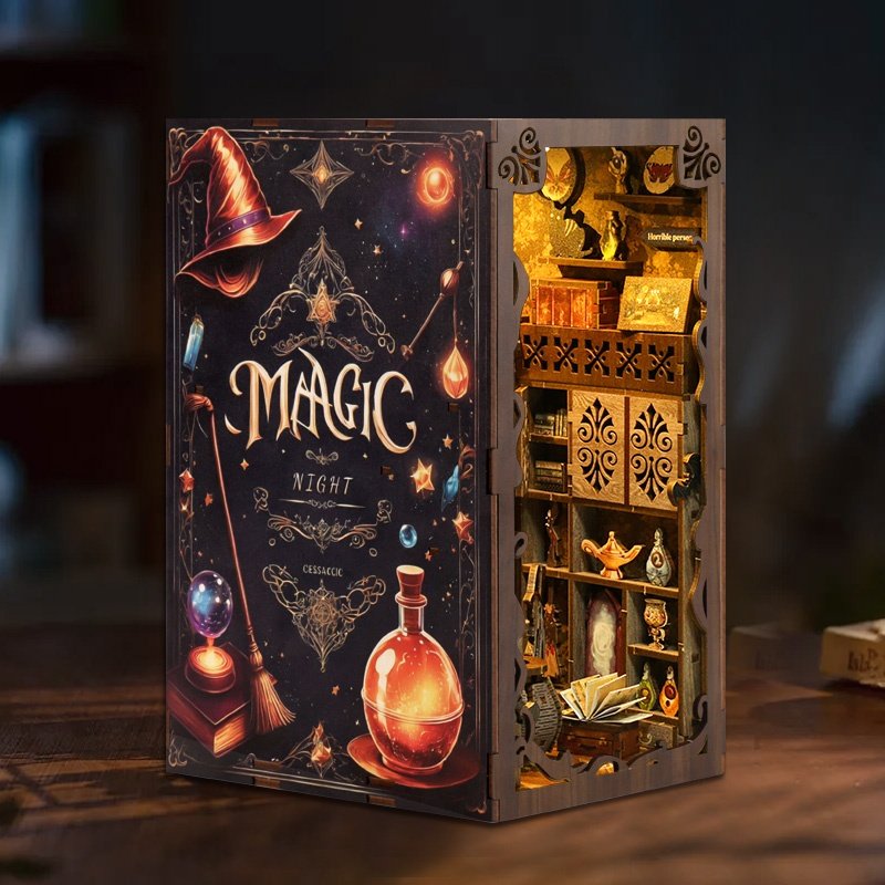 2024 hot selling UV Printing design Miniature 3d wooden miniature puzzle MDF 3D puzzle book nook for any ages