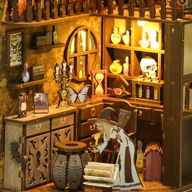 2024 hot selling UV Printing design Miniature 3d wooden miniature puzzle MDF 3D puzzle book nook for any ages