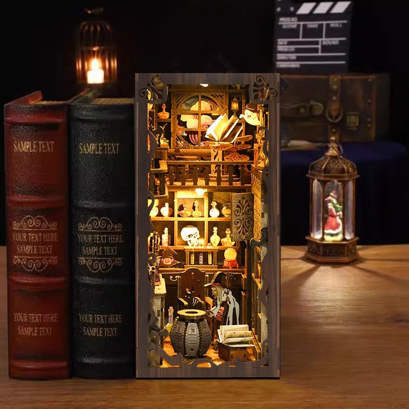 2024 hot selling UV Printing design Miniature 3d wooden miniature puzzle MDF 3D puzzle book nook for any ages