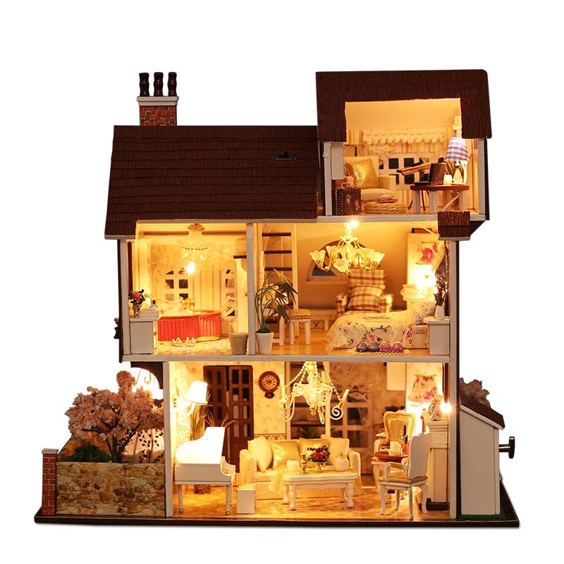 IIECREATE Puzzle 3D Educational Toy K-013 Flower Town Wooden Dollhouse Miniature Kit
