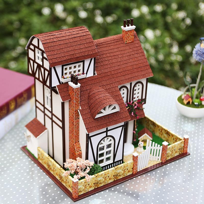 IIECREATE Puzzle 3D Educational Toy K-013 Flower Town Wooden Dollhouse Miniature Kit