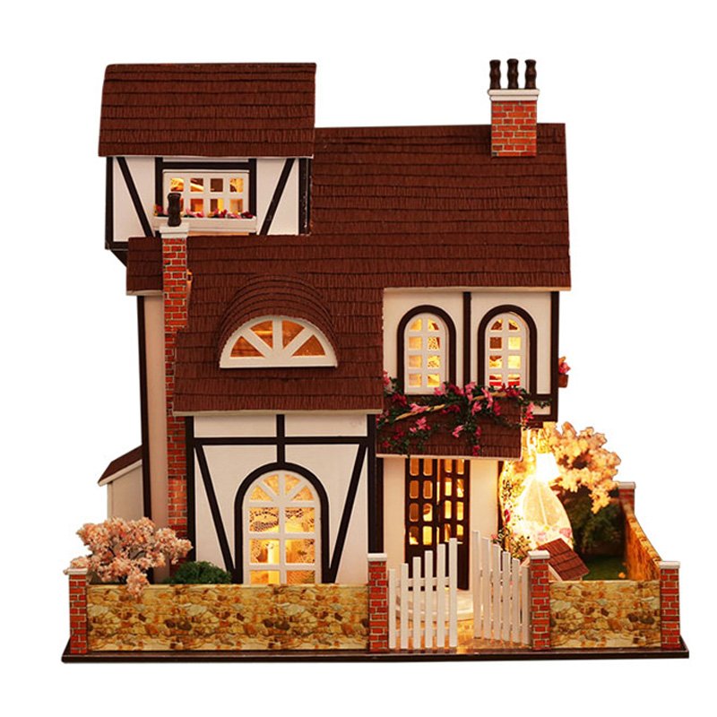IIECREATE Puzzle 3D Educational Toy K-013 Flower Town Wooden Dollhouse Miniature Kit
