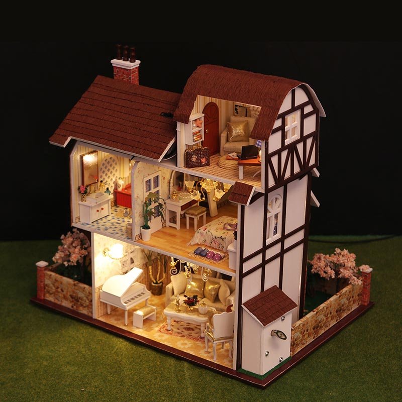 IIECREATE Puzzle 3D Educational Toy K-013 Flower Town Wooden Dollhouse Miniature Kit