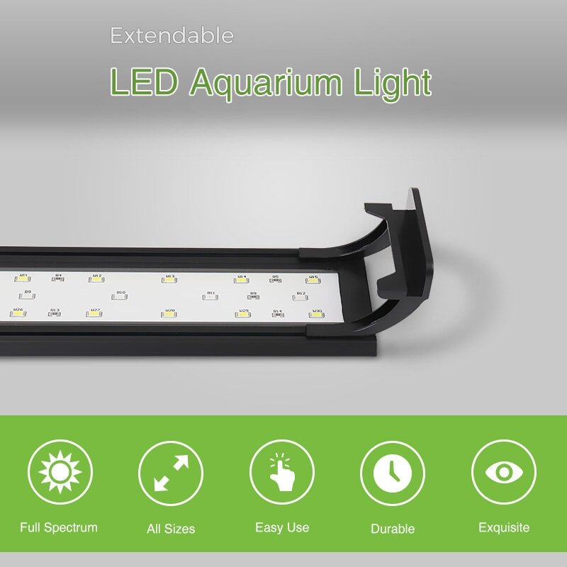 Small Fish Tank Coral Reef Light 9W 12inch 30cm RGBW Full Spectrum LED Aquarium Light