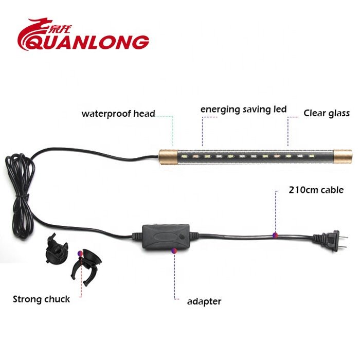 Quanlong T8 cheap submersible jellyfish lamp rgb led aquarium accessory lights marine fish tank light