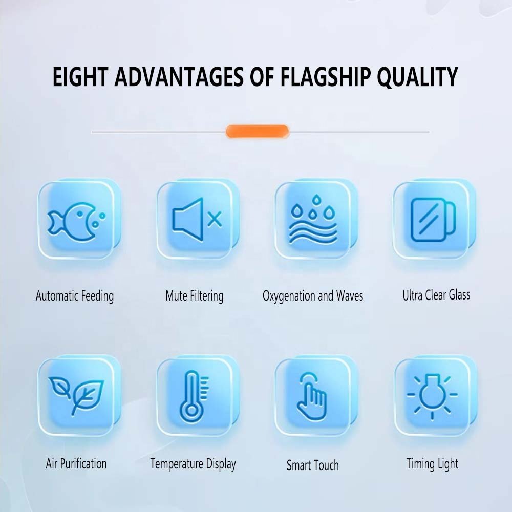 Small Fish Tank 2 Gallon Glass Aquarium Starter Kits Self Cleaning /Colorful LED Light for Shrimp Guppy Jellyfish Goldfish Beta