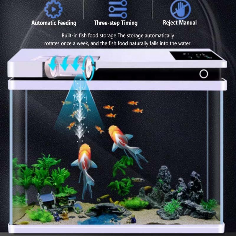 Small Fish Tank 2 Gallon Glass Aquarium Starter Kits Self Cleaning /Colorful LED Light for Shrimp Guppy Jellyfish Goldfish Beta
