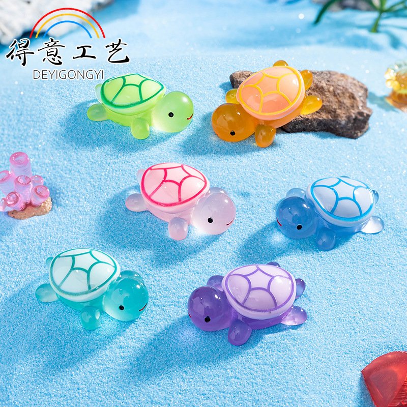 T1164 Micro landscape cartoon cute night light big turtle DIY decoration accessories aquarium fish tank small ornaments
