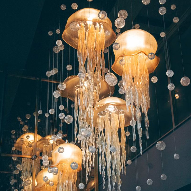 Light luxury glass luxury Restaurant Hotel Anchor Hall Aquarium Children's paradise jellyfish crystal chandelier