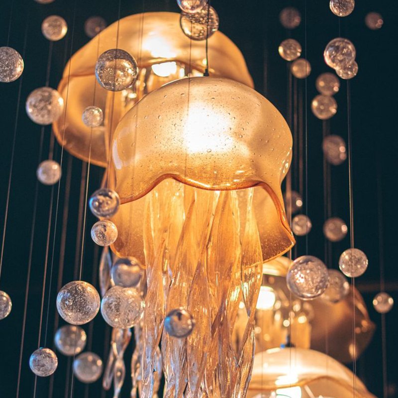 Light luxury glass luxury Restaurant Hotel Anchor Hall Aquarium Children's paradise jellyfish crystal chandelier