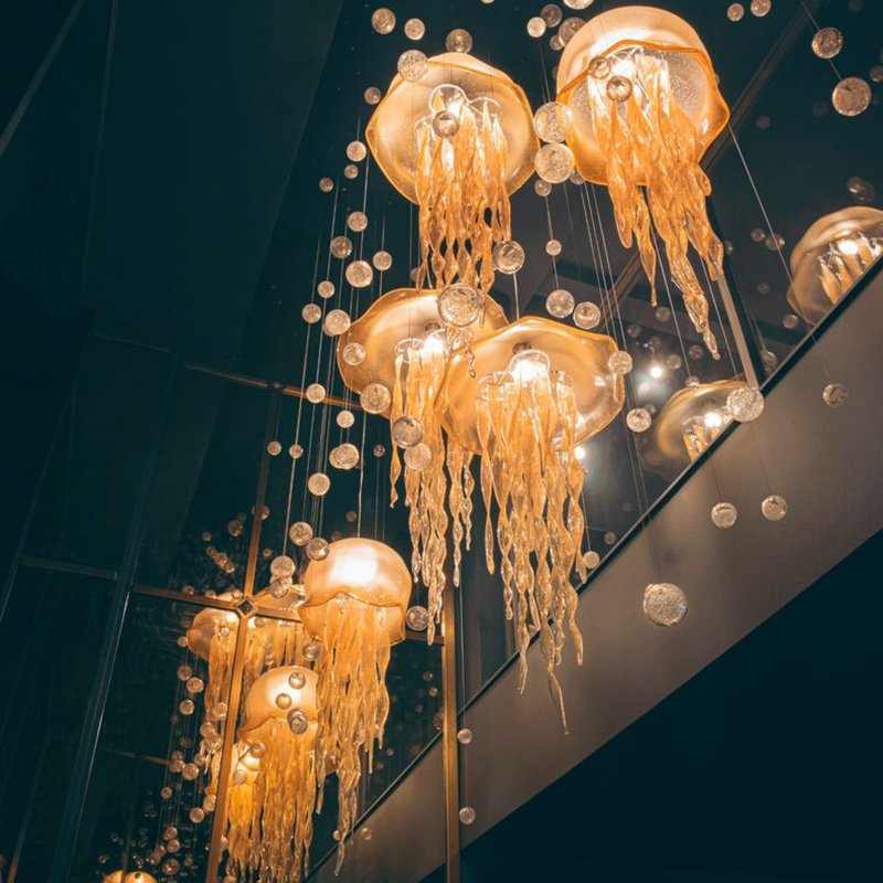 Light luxury glass luxury Restaurant Hotel Anchor Hall Aquarium Children's paradise jellyfish crystal chandelier