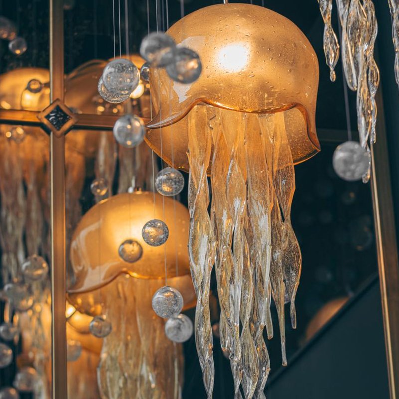 Light luxury glass luxury Restaurant Hotel Anchor Hall Aquarium Children's paradise jellyfish crystal chandelier