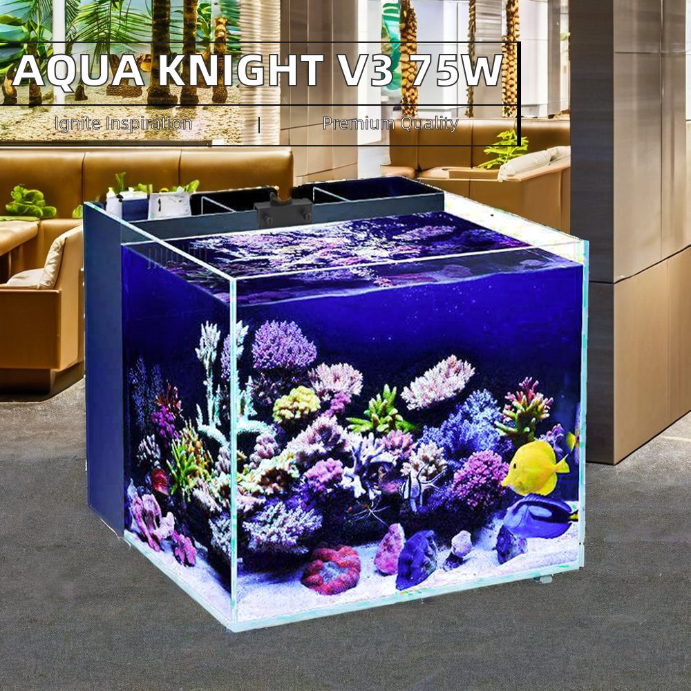 2023 New Arrival Aqua Knight V3 75W Full Spectrum LED Aquarium Lamp Changeable Emitting Color for Saltwater Coral Reef Light