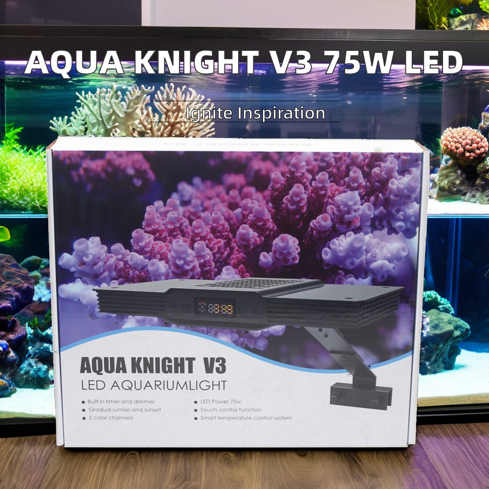 2023 New Arrival Aqua Knight V3 75W Full Spectrum LED Aquarium Lamp Changeable Emitting Color for Saltwater Coral Reef Light