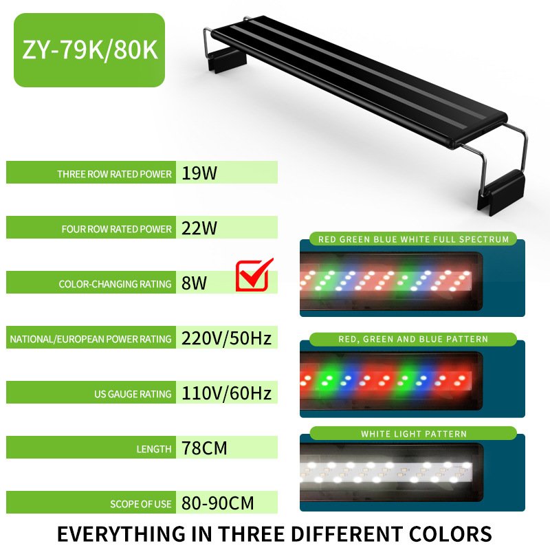 Full Spectrum Fish Tank Light RGB Aquarium Light with Stable Extendable Brackets