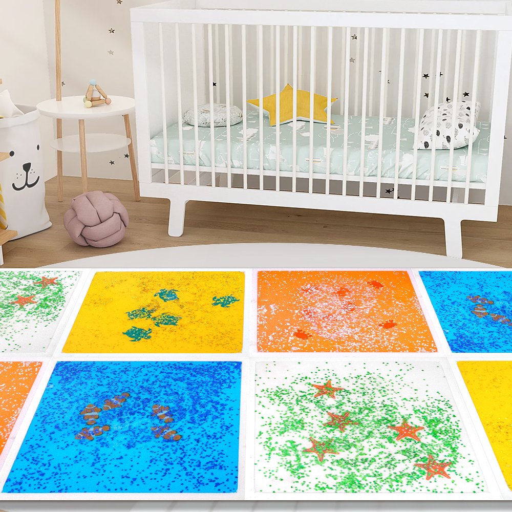 Tiktok Hot Selling Squeeze Toys Relieve Stress for Autistic Children Night Light Aquarium Square Sensory Liquid Floor Tiles