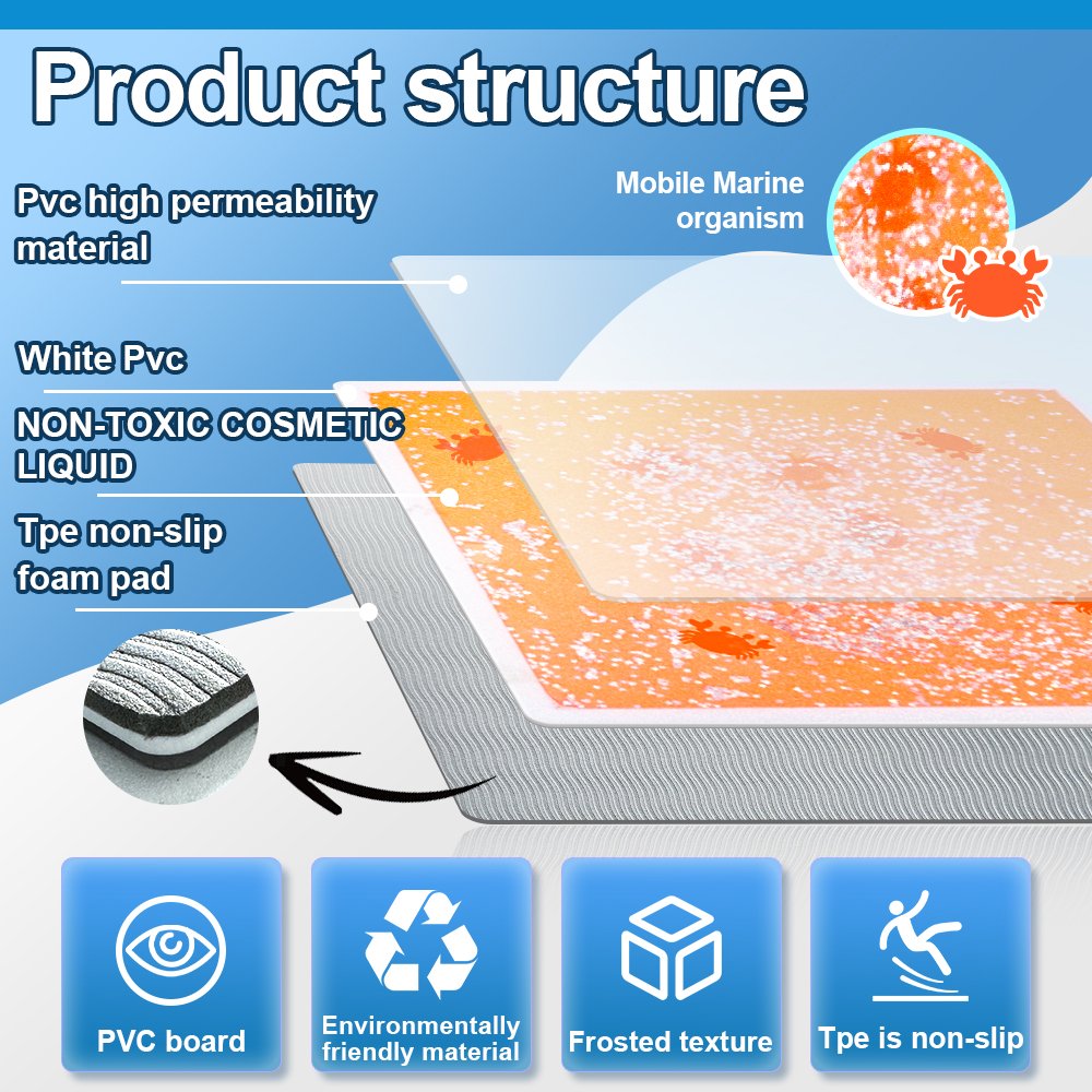 Tiktok Hot Selling Squeeze Toys Relieve Stress for Autistic Children Night Light Aquarium Square Sensory Liquid Floor Tiles