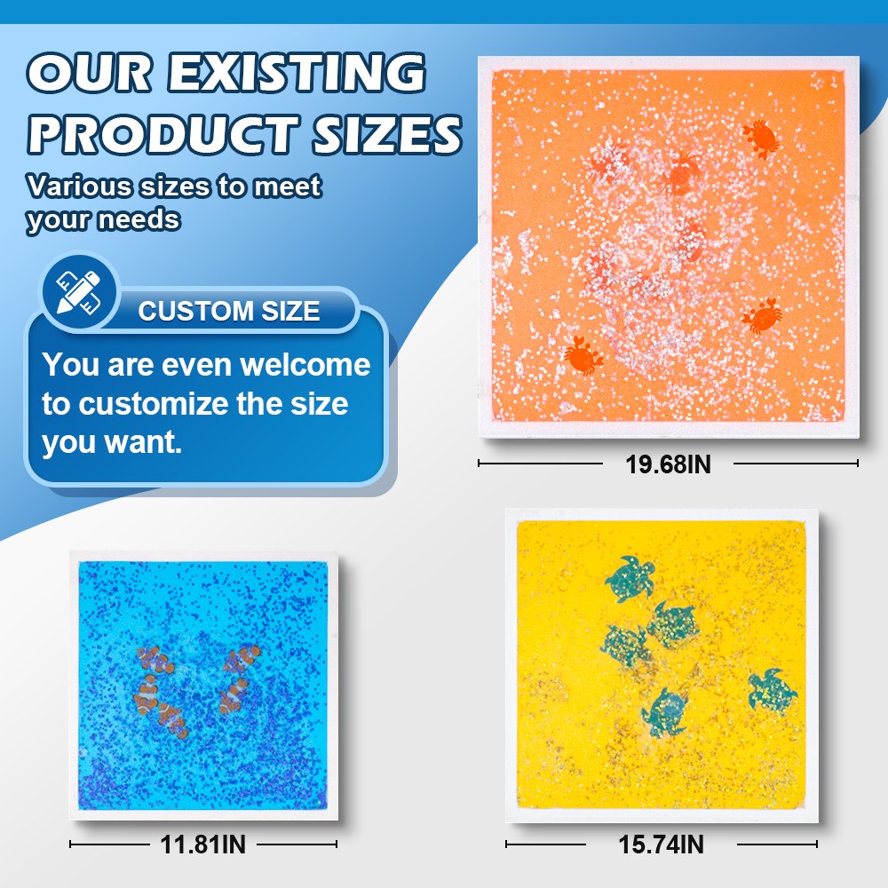 Tiktok Hot Selling Squeeze Toys Relieve Stress for Autistic Children Night Light Aquarium Square Sensory Liquid Floor Tiles
