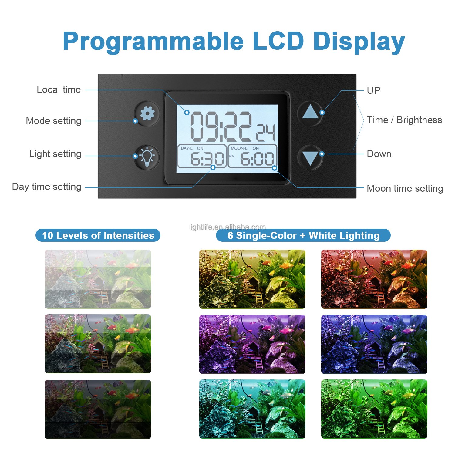 18-68W United States United EU Plug WRGB Full spectrum aquatic grass Light Aquarium LED light with retractable stand aqu