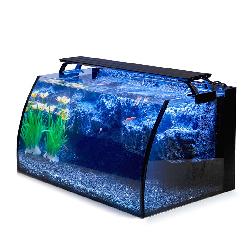Hygger Water Pump High Quality Fish Tank Aquarium with Rocky Decoration 18W Aquarium Lights and 7W Glass Square Fiberglass Tanks