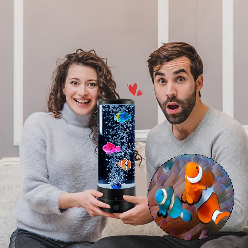 Hot style promotional oem usb night light children jellyfish lava lamp Artificial Plastic fish Bubble Lamp Aquarium Fish Lamp