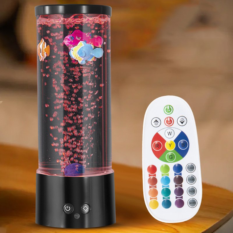Hot style promotional oem usb night light children jellyfish lava lamp Artificial Plastic fish Bubble Lamp Aquarium Fish Lamp