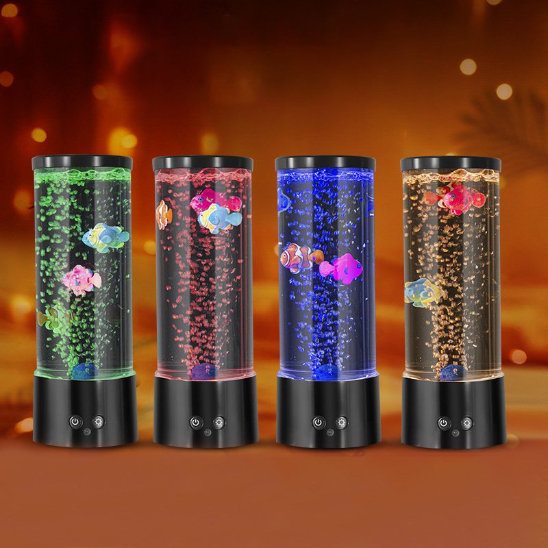 Hot style promotional oem usb night light children jellyfish lava lamp Artificial Plastic fish Bubble Lamp Aquarium Fish Lamp