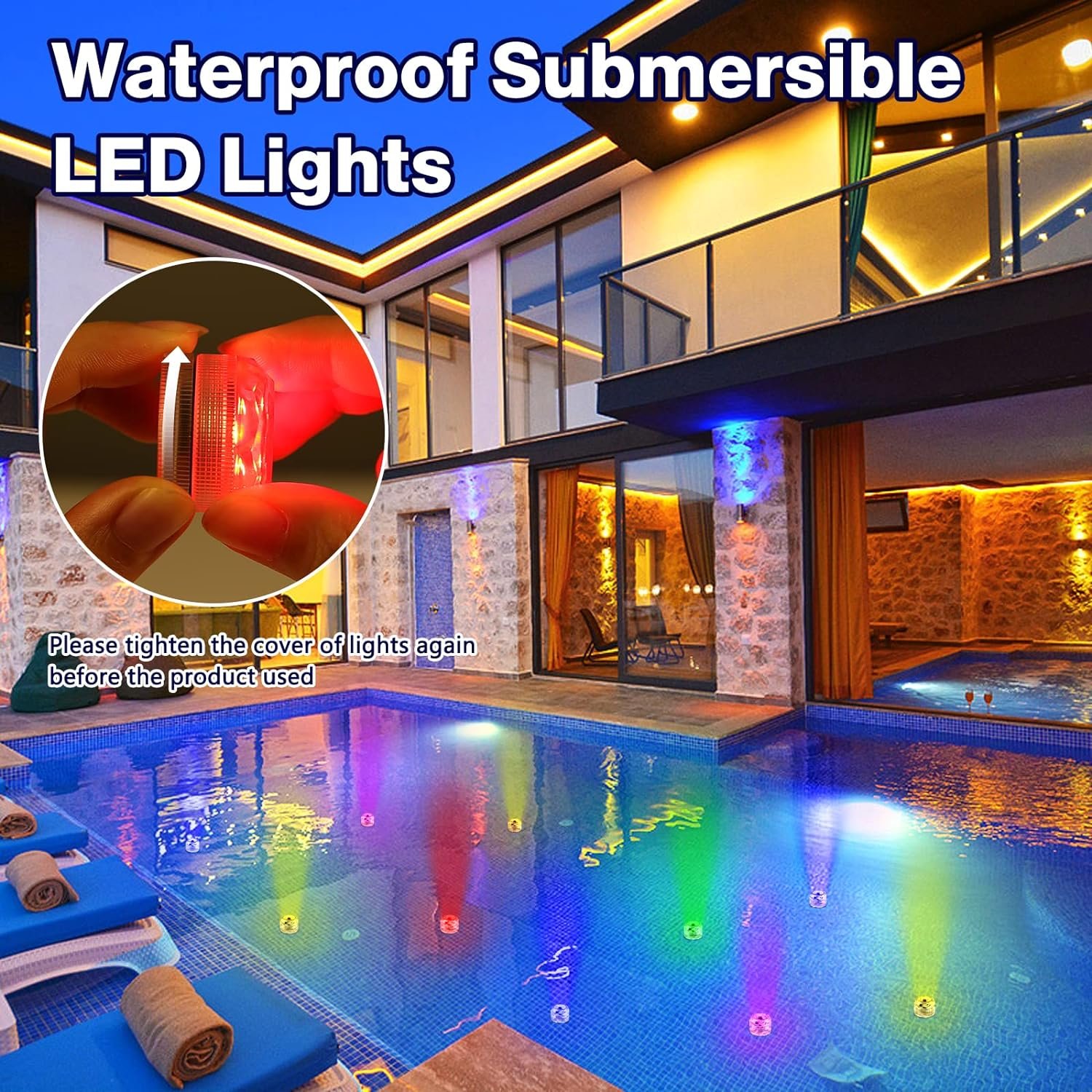 Mini Submersible Tea Lights Waterproof Flameless LED Battery Operated RGB Color Changing Floating Flower Candles Puck Vase Light
