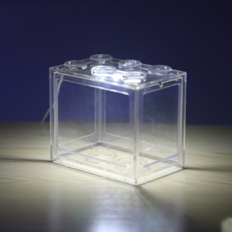 Mini Aquarium Betta Fish Tank Transparent with USB LED Lighting Small Aquarium Office Box Packaging Plastic Table Plastic Gift