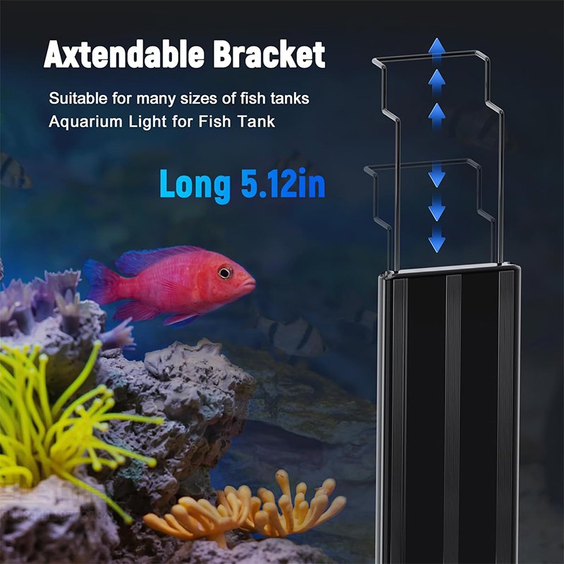 Full Spectrum Aquarium Lights for Fish Tank with Extendable Brackets, LED Aquarium Lamp Suitable for Freshwater Fish and Plants