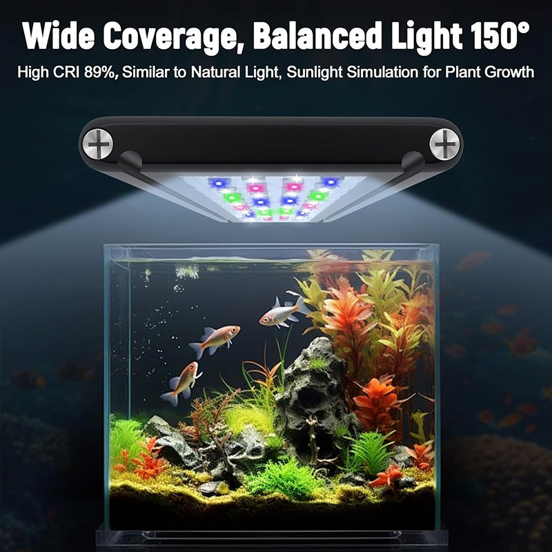 Full Spectrum Aquarium Lights for Fish Tank with Extendable Brackets, LED Aquarium Lamp Suitable for Freshwater Fish and Plants