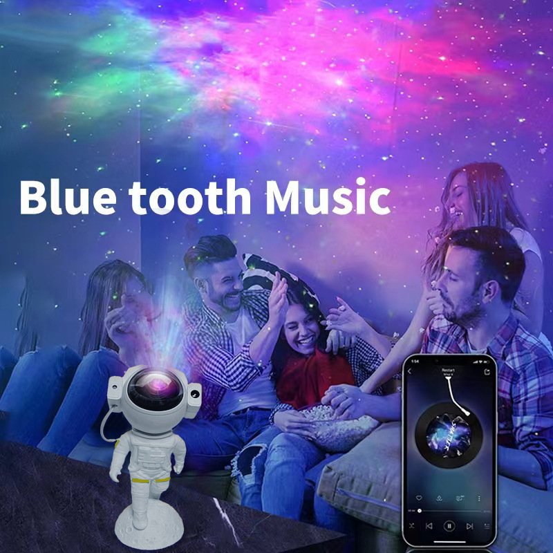 New moon astronaut Bluetooth audio moon starry sky projection lamp starry atmosphere tricolor nightlight
