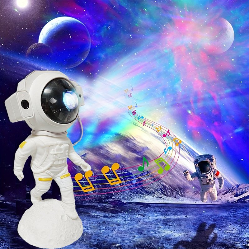 New moon astronaut Bluetooth audio moon starry sky projection lamp starry atmosphere tricolor nightlight