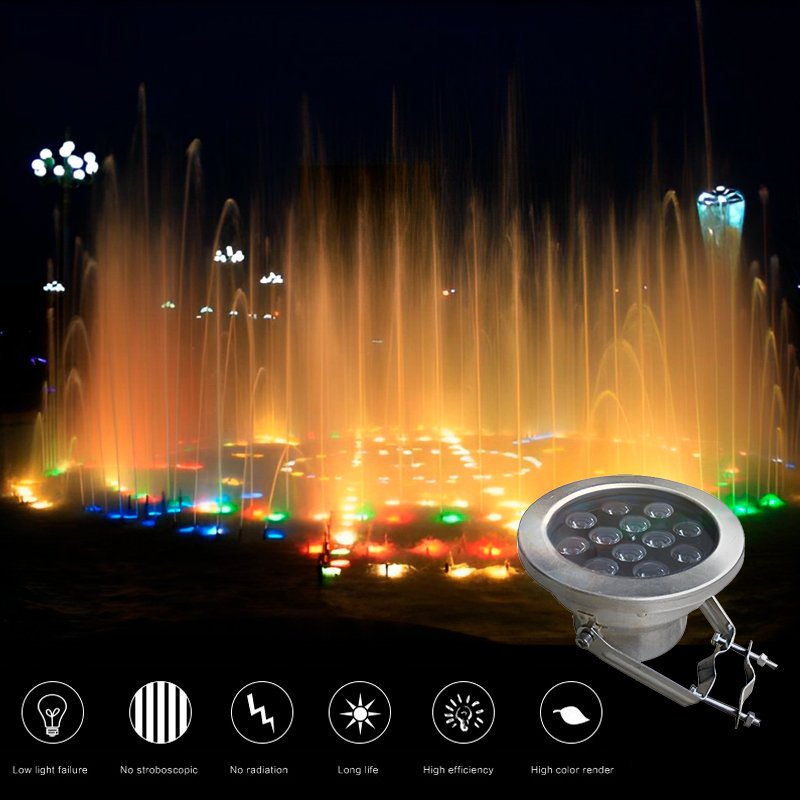 Dawn High lumen 12w 24w 36w led underwater light fish waterproof swimming pool pond lamps led aquarium light garden spot