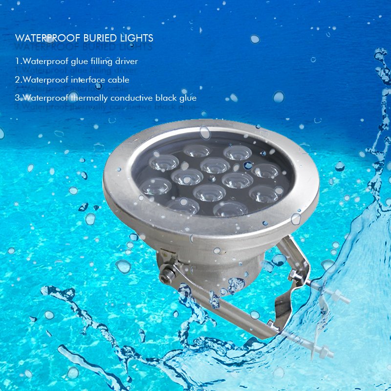 Dawn High lumen 12w 24w 36w led underwater light fish waterproof swimming pool pond lamps led aquarium light garden spot