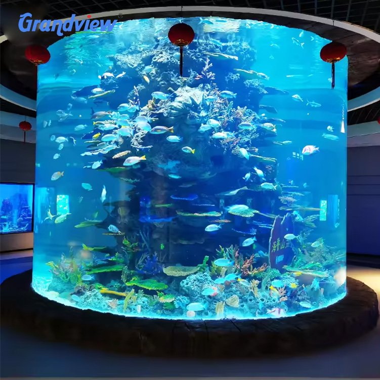 Factory supply clear cylinder outdoor acrylic aquarium 1.5m height