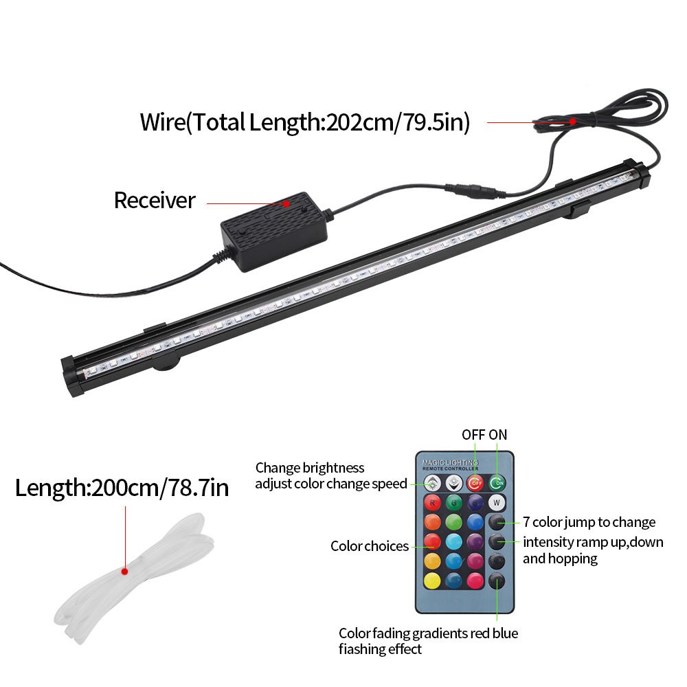 Quanlong color changing wifi aquarium led bubble light with air stone marine fish tank lamp wrgb aquarium accessories light led