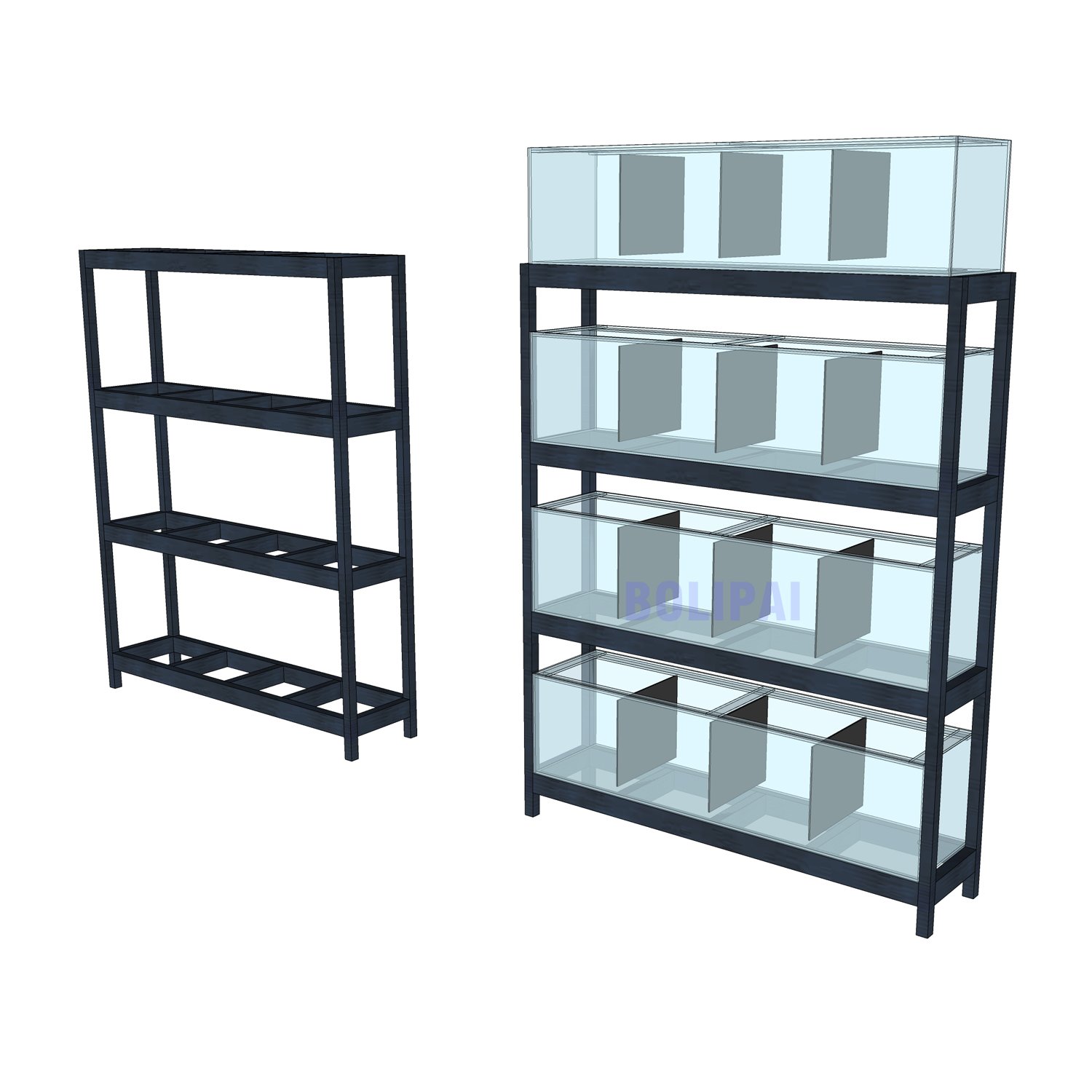 Custom black three layers fish lobster live seafood Aurariums fish tank for restaurant supermarket