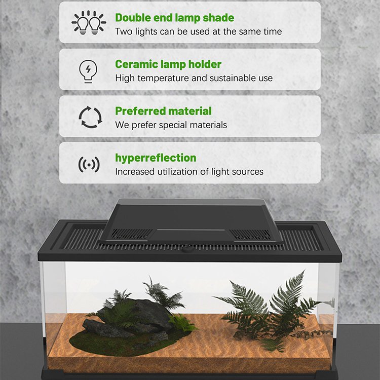 Ventilation Design Reptile UVB / Heating Bulb Support Customizable Dual Lamp Reptile Fixture for Terrariums and Aquariums
