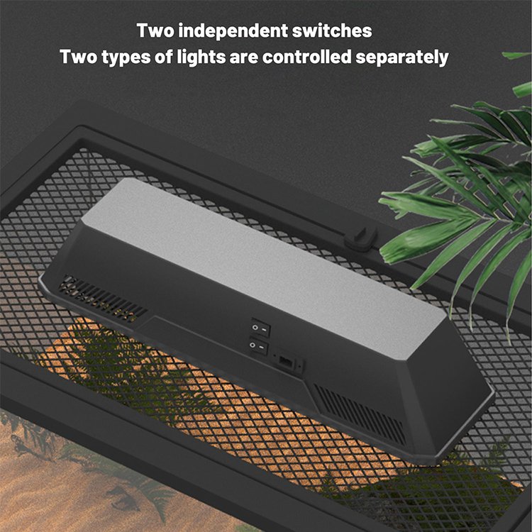 Ventilation Design Reptile UVB / Heating Bulb Support Customizable Dual Lamp Reptile Fixture for Terrariums and Aquariums