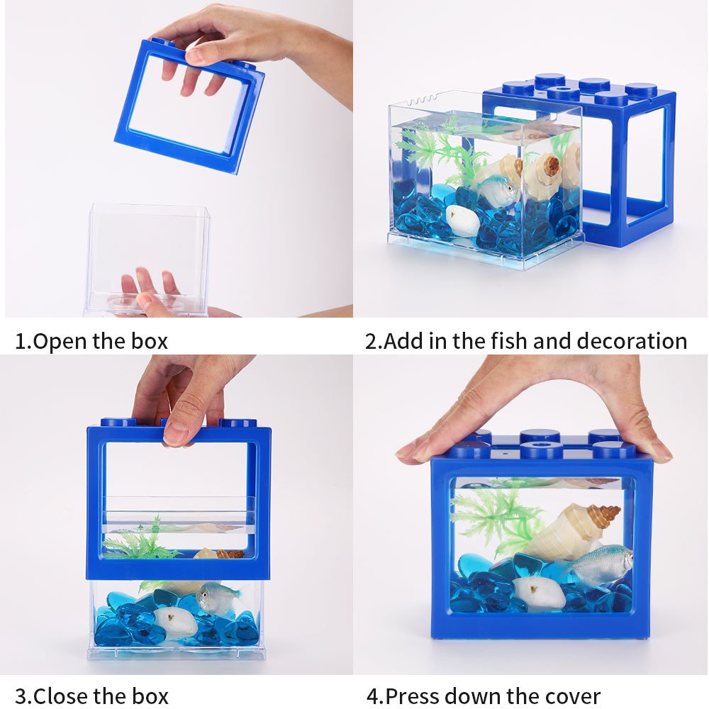 Acrylic Mini Fish Desktop Mini Aquarium Bowl for Goldfish Aquarium Starter Kits with USB LED Light Small Betta Fish Tank