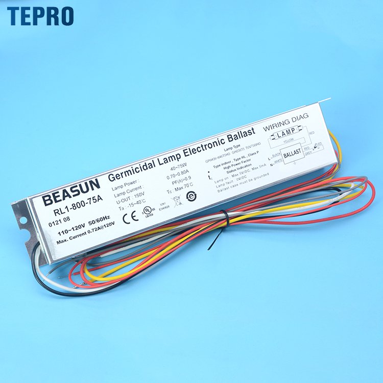RL1-800-75A Quartz Glass 254nm Uv Sterilizer Disinfecting Lamp Preheat Start uvc ultraviolet germicidal lamp electronic ballasts