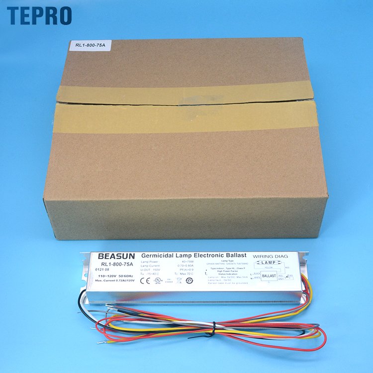 RL1-800-75A Quartz Glass 254nm Uv Sterilizer Disinfecting Lamp Preheat Start uvc ultraviolet germicidal lamp electronic ballasts