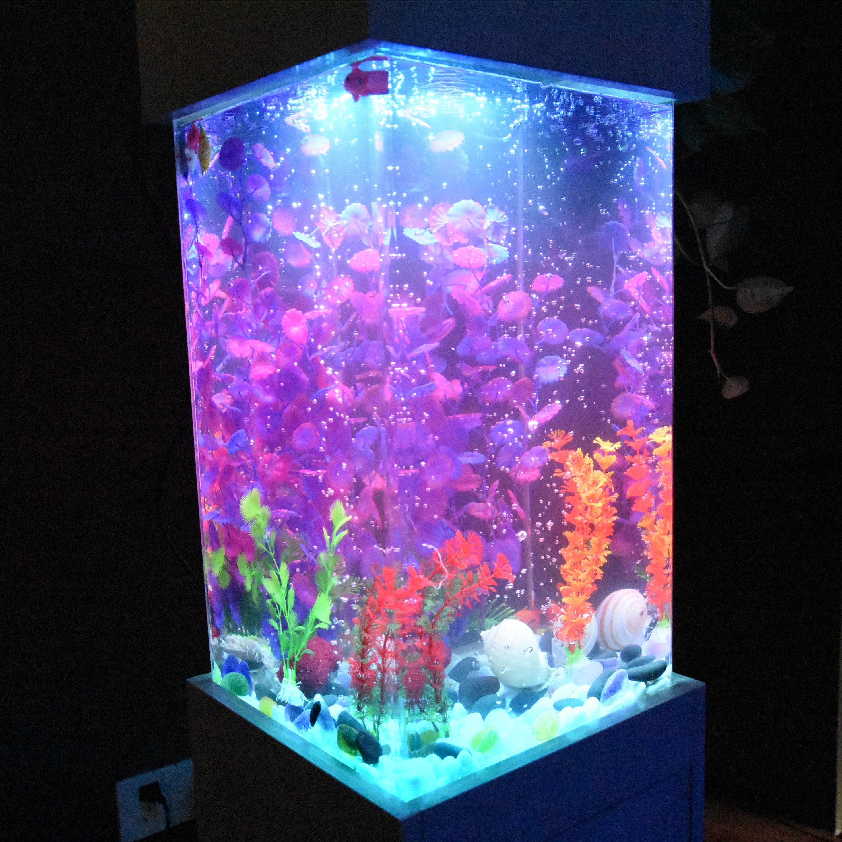 Floor standing acrylic fish tank, wood base cabinet fish aquarium for home, aquarium cabinet fish tank