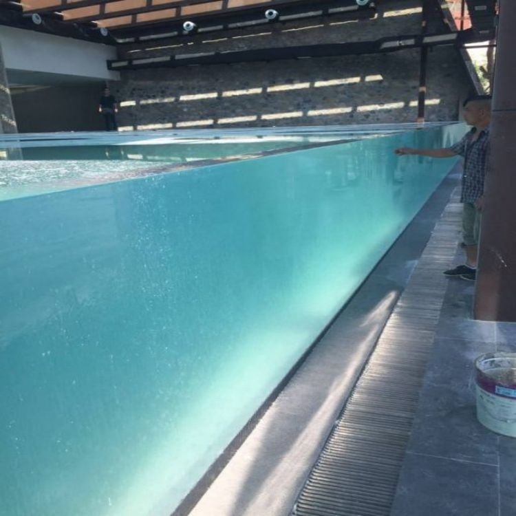 Clear Acrylic Outdoor Swimming Pool Thick Window Wall Full Side Panels Endless Glass Swimming Pool