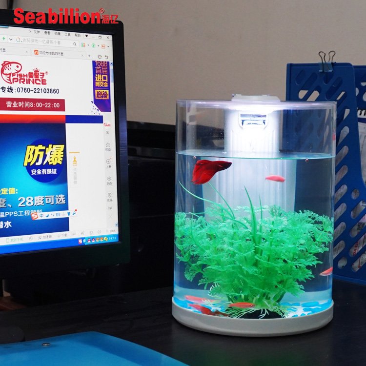 Fashionable Acrylic forest plant fish aquarium accessories tank with LED aquarium light with remote control and manual