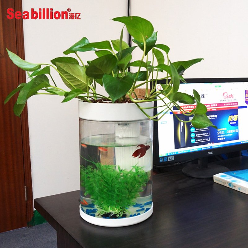 Fashionable Acrylic forest plant fish aquarium accessories tank with LED aquarium light with remote control and manual