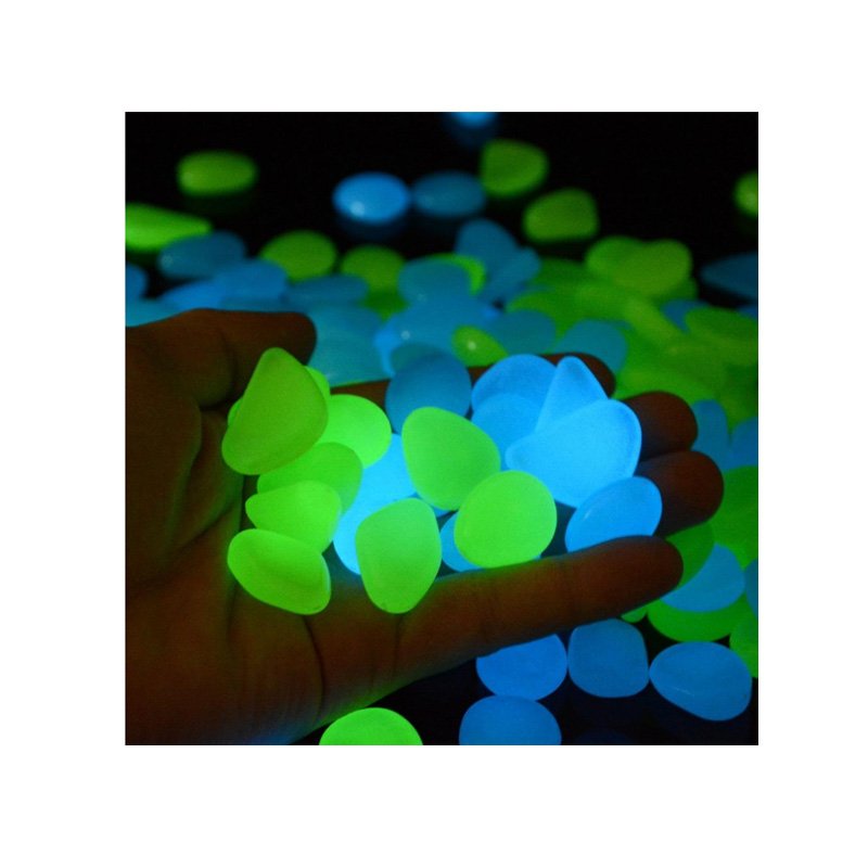 custom 300pcs high bright glow in the dark luminous resin stone rock cobbles pebbles for home garden walkway fish tank aquarium