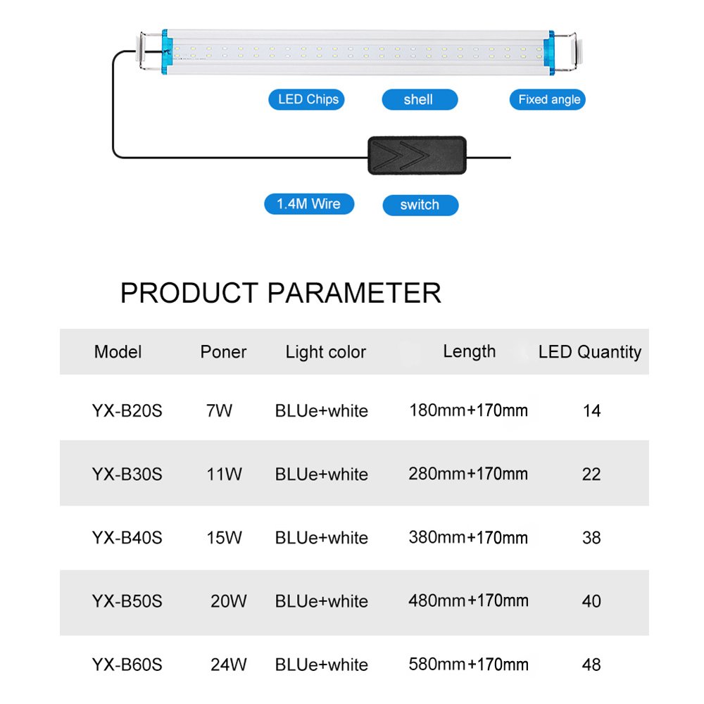 Super Slim LEDs Aquarium Lighting Aquatic Plant Light 18-75CM Extensible Waterproof Clip on Lamp For Fish Tank